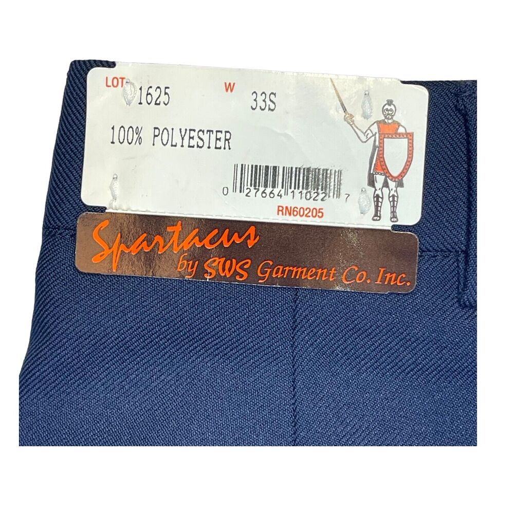 Spartacus Dress Pants Men's 33 Short Navy Blue 100% Polyester Mid-Rise Formal - Picture 8 of 8